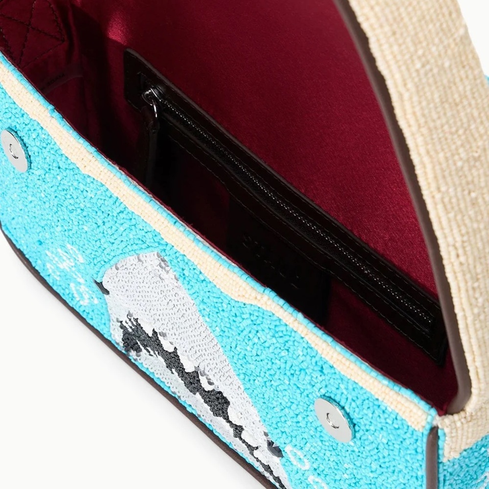 STAUD BEADED TOMMY BAG VIRAL GREAT WHITE SHARK - Picture 5 of 7